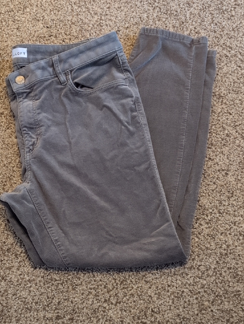 LOFT Slim Gray Skinny Corduroy Pants Size 12